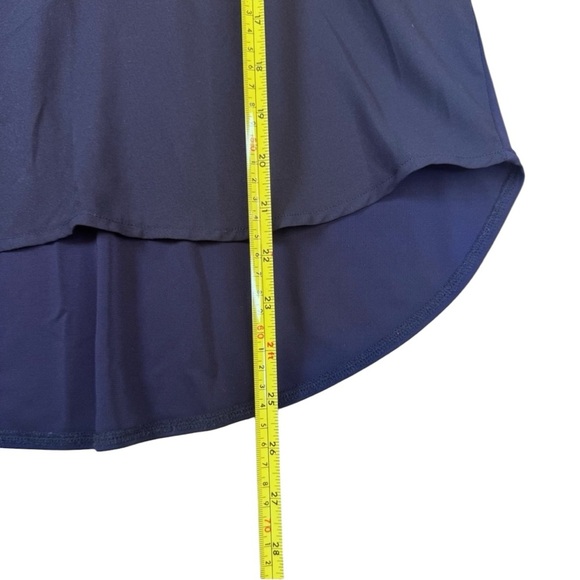 Ann Taylor Navy Blue V Neck Blouse with Ruffled Short Sleeves - Picture 6 of 9